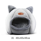 gray cat house soft cave furry bed warm winter