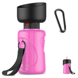 Dog Water Bottle 21oz Leak Proof Pet Water Bottle for Dogs Portable Puppy Water Dispenser Foldable 2 in 1 Design Lightweight Convenient for Walking Travel Outdoor BPA Free 2nd Gen Pink