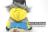 blue yellow dog jacket winter wind furry fur pet clothes new hoodie