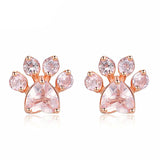 buy rose gold earrings pet cat paw diamond