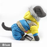 blue yellow gray dog jacket winter wind furry fur pet clothes new hoodie suit