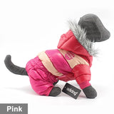 pink red beige dog jacket winter wind furry fur pet clothes new hoodie suit